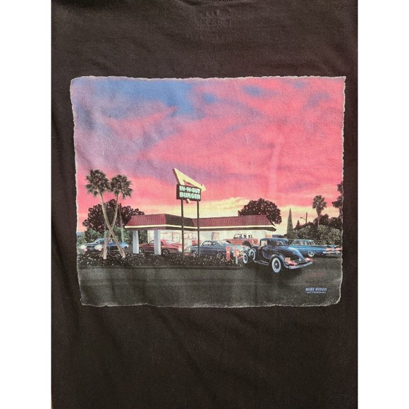 IN N OUT Burger Texas T Shirt Cars Graphic on Back Black Men Sz Small *EUC* - Picture 4 of 4